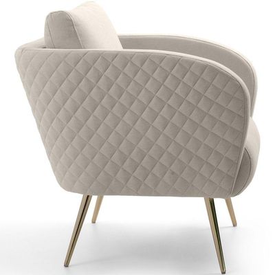 Poltrona Decorativa Dana Tressê Pés Palito Gold Linho Palha - Nexta Casa