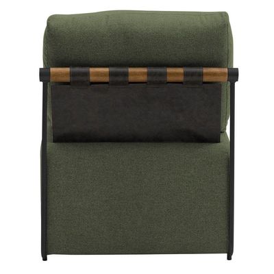 Poltrona Decorativa Aurea Base Aço Preto Linho Verde - Nexta Casa