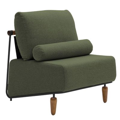 Poltrona Decorativa Aurea Base Aço Preto Linho Verde - Nexta Casa