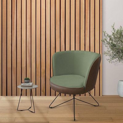 Poltrona Decorativa Chiara Base Orby Corano Marrom/poliéster Verde Claro - Nexta Casa