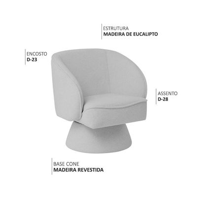 Poltrona Decorativa Agnes Base Fixa Bouclé Cinza Claro - Nexta Casa