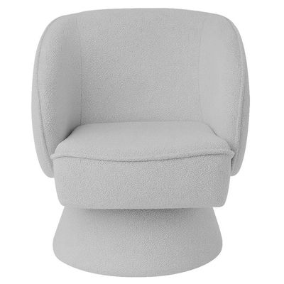 Poltrona Decorativa Agnes Base Fixa Bouclé Cinza Claro - Nexta Casa