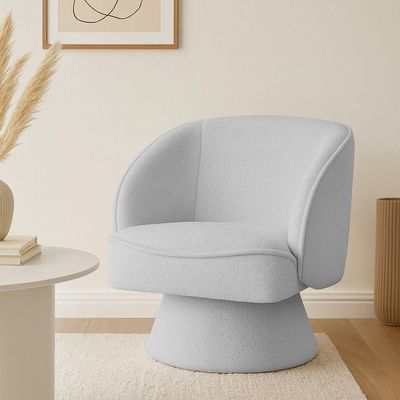 Poltrona Decorativa Agnes Base Fixa Bouclé Cinza Claro - Nexta Casa