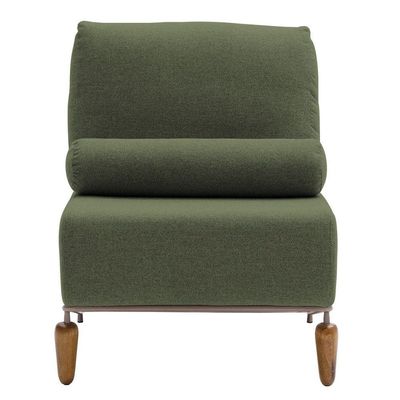 Poltrona Decorativa Aurea Base Aço Champagne Linho Verde - Nexta Casa