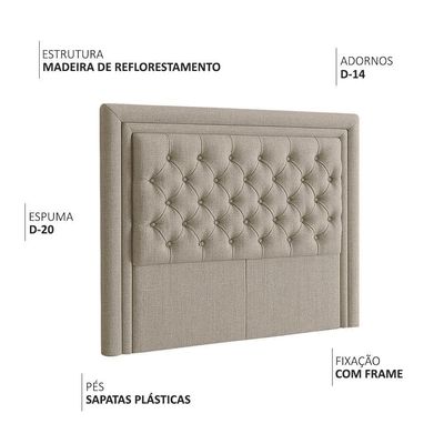 Cabeceira Casal Queen 160 Cm Elegance Linho Bege - Nexta Casa