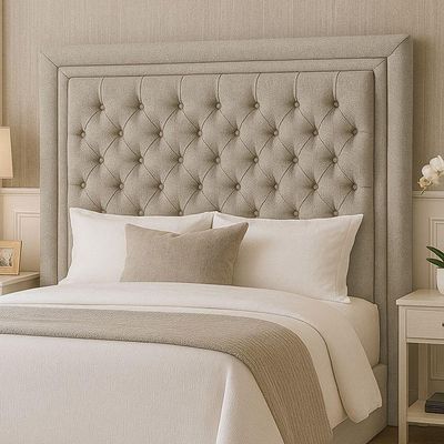 Cabeceira Casal Queen 160 Cm Elegance Linho Bege - Nexta Casa