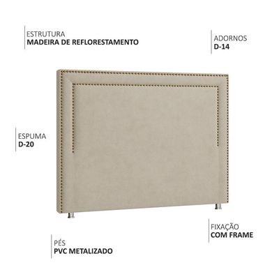 Cabeceira Cama Box Casal 140 Cm London Veludo Bege Claro - Nexta Casa