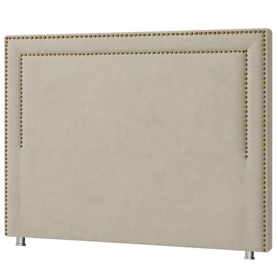 Cabeceira Cama Box Casal 140 Cm London Veludo Bege Claro - Nexta Casa