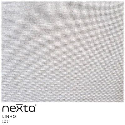 Banqueta Alta Com Encosto Betina Base Preto Linho Gelo - Nexta Casa