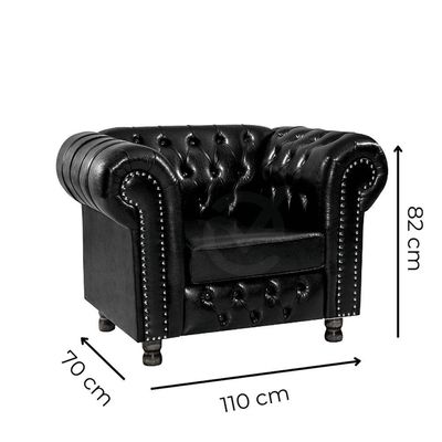 Kit Namoradeira E 2 Poltronas Chesterfield Vittorio Via Courano Marrom
