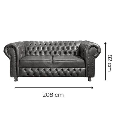 Kit Namoradeira E 2 Poltronas Chesterfield Vittorio Via Courano Marrom