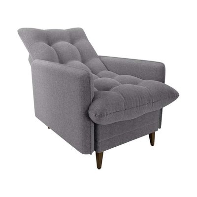 Poltrona De Amamentação Com Puff Montreal Suede Cinza Matrix Boucle Cinza