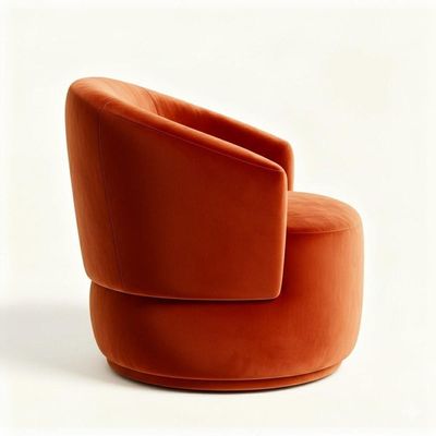 Poltrona Orgânica Consultório Design Moderno Conforto Recepção Veludo veludo Terracota