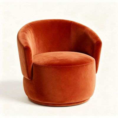 Poltrona Orgânica Consultório Design Moderno Conforto Recepção Veludo veludo Terracota