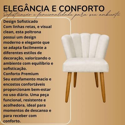 Poltrona Design Moderno Conforto Luxo Recepção Pétala Suede Bege