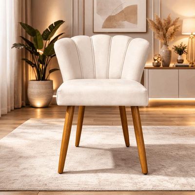 Poltrona Design Moderno Conforto Luxo Recepção Pétala Suede Bege