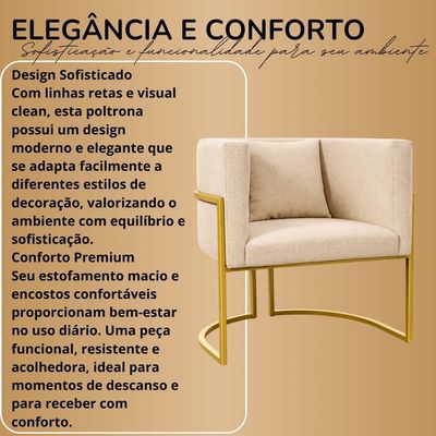 Poltrona Moderna Sala Base Dourada Design Luxo Luna Suede Rosa