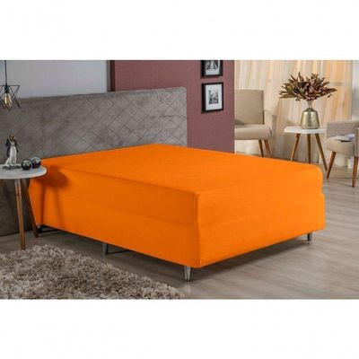 Lençol Com Elástico King Nobre 1 Peça Luva De Box 55cm De Altura Malha 100% Algodão - Laranja