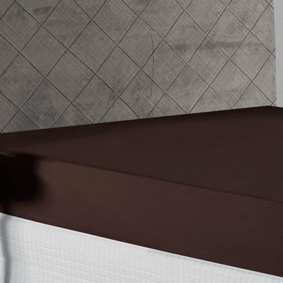 Lençol Com Elástico Casal Nobre Viúva 1 Peça 30cm De Altura Malha 100% Algodão - Marrom