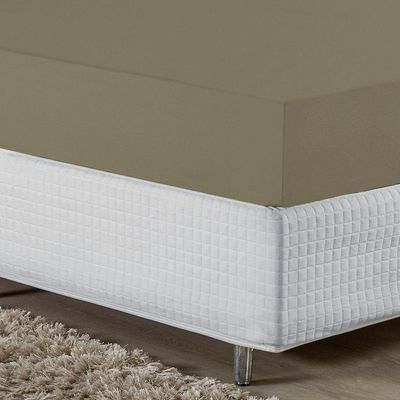 Lençol Com Elástico Casal Nobre Viúva 1 Peça 30cm De Altura Malha 100% Algodão - Avelã