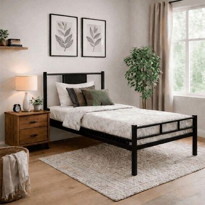 Cama Juvenil Solteiro Ravena Com Colchão Solteiro 88cm Klm Preto/preto