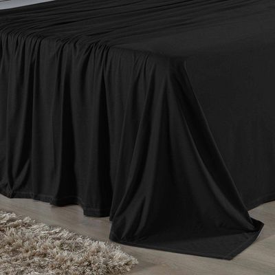 Jogo De Cama Queen Nobre 4 Peças Lençol Com Elástico De 30cm De Altura Malha 100% Algodão - Preto / Cinza