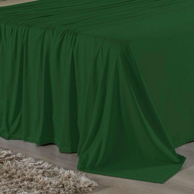 Jogo De Cama Solteiro Nobre 3 Peças Lençol Com Elástico De 30cm De Altura Malha 100% Algodão - Verde-bandeira / Avelã