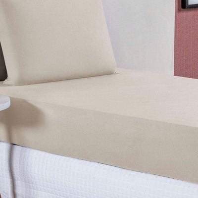 Jogo De Cama Solteiro Nobre 2 Peças Lençol Com Elástico De 30cm De Altura Malha 100% Algodão - Palha