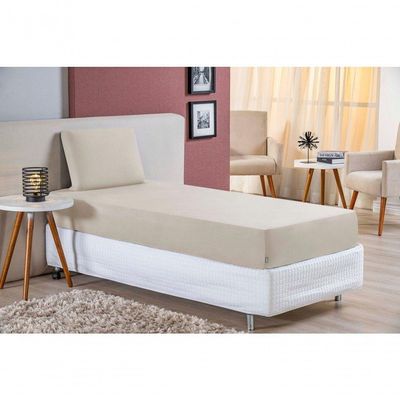 Jogo De Cama Solteiro Nobre 2 Peças Lençol Com Elástico De 30cm De Altura Malha 100% Algodão - Palha