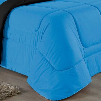 Edredom Queen Nobre 1 Peça Dupla Face 2,40m X 2,60m Malha 100% Algodão - Turquesa / Preto
