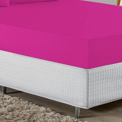 Jogo De Cama King Nobre 3 Peças Lençol Com Elástico De 30cm De Altura Malha 100% Algodão - Pink