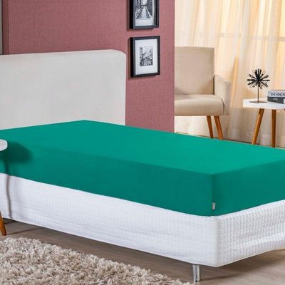 Lençol Com Elástico Solteirão Nobre 1 Peça 30cm De Altura Malha 100% Algodão - Jade