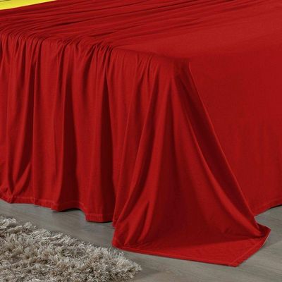 Jogo De Cama Casal Nobre 4 Peças Lençol Com Elástico De 30cm De Altura Malha 100% Algodão - Vermelho / Amarelo