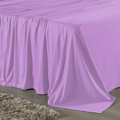 Jogo De Cama Casal Nobre 4 Peças Lençol Com Elástico De 30cm De Altura Malha 100% Algodão - Lilás