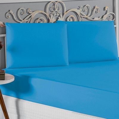 Jogo De Cama Casal Viúva Nobre 3 Peças Malha 100% Algodão - Turquesa