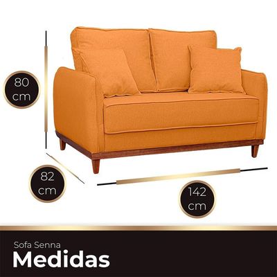 Kit Sofa Sena 2 E 3 Lugares Base De Madeira Para Sala Hotel Linho Terra Cota
