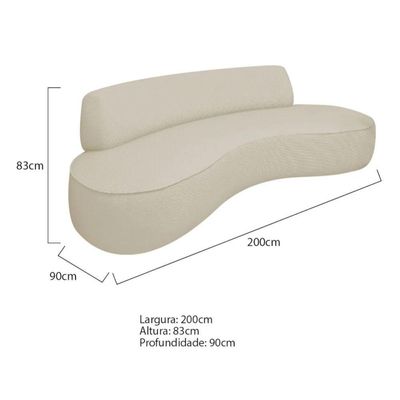 Sofá Curvo 3 Lugares Orgânico Amsterdã 200cm Linho Bege- Mabe Magazine