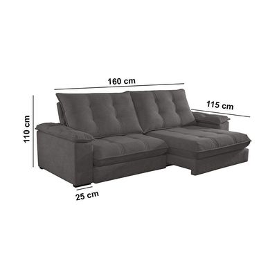 Sofá Dublin 02 Módulos De 80cm Br25cm Meu Sofá Online A231 Linho Cinza Escuro