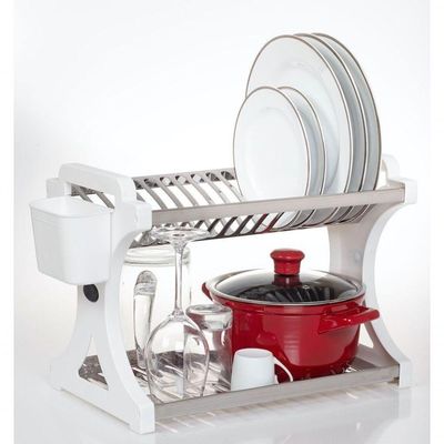 Escorredor 16 Pratos Inox Tipo Alto Lateral Em Pp Branco