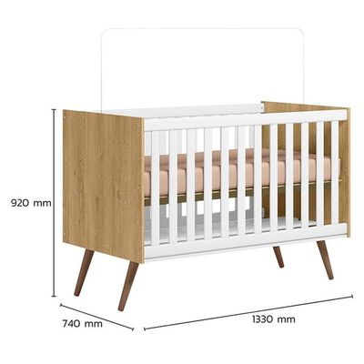 Quarto De Bebê Americano 4 Portas Com Berço Americano Q Encanto 3820 Retrô Freijó Toq Branco Acetinado - Qmovi - Henn