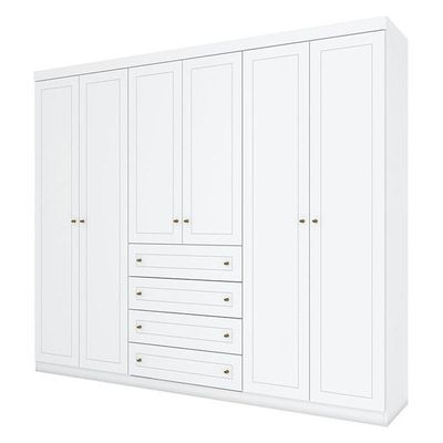 Quarto De Bebê Americano 6 Portas Com Berço Americano Q Encanto 3820 Retrô Branco Acetinado - Qmovi - Henn