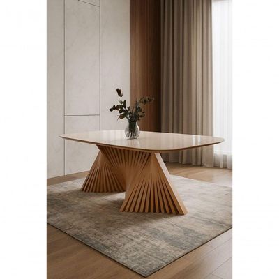 Mesa De Jantar Com Base Escultural 2,20x100 Opala Harmonia