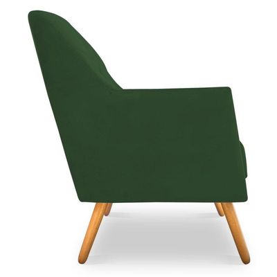 Poltrona Velvet Strass Veludo Pés De Madeira - Pallazio Cor Verde