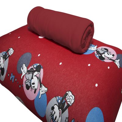 Jogo de Lençol KazzaVip Solteiro Malha 100% Algodão Play Disney Minnie Feliz Red 2 Peças Vermelho