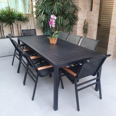 Poltrona Cadeira Com Braço Madeira Nossa Kasa Móveis área Externa Jantar Piscina Preto