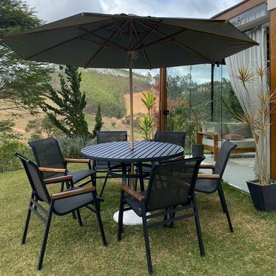 Poltrona Cadeira Com Braço Madeira Nossa Kasa Móveis área Externa Jantar Piscina Preto
