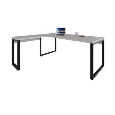 Mesa Em L Presidente 190x160x75cm Yon - Off White-est.preta Off White-est.preta