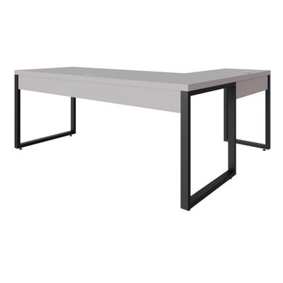 Mesa Em L Presidente 190x160x75cm Yon - Off White-est.preta Off White-est.preta