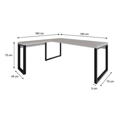 Mesa Em L Presidente 190x160x75cm Yon - Off White-est.preta Off White-est.preta