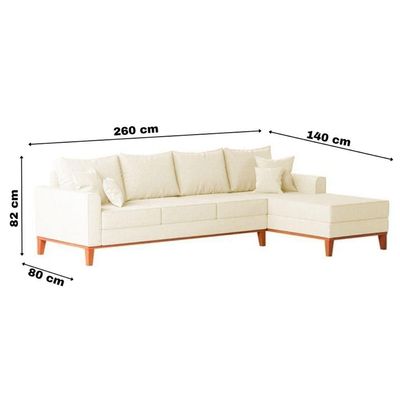 Sofá 4 Lugares Beny Com Chaise Direito Corino Bege